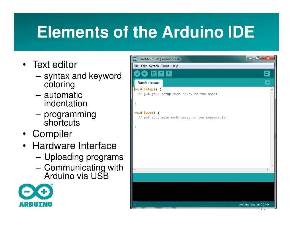 elements of the arduino ide