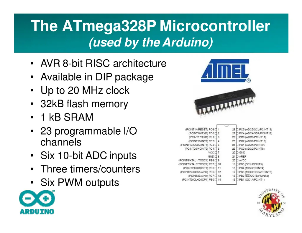 the atmega328p microcontroller used by thearduino