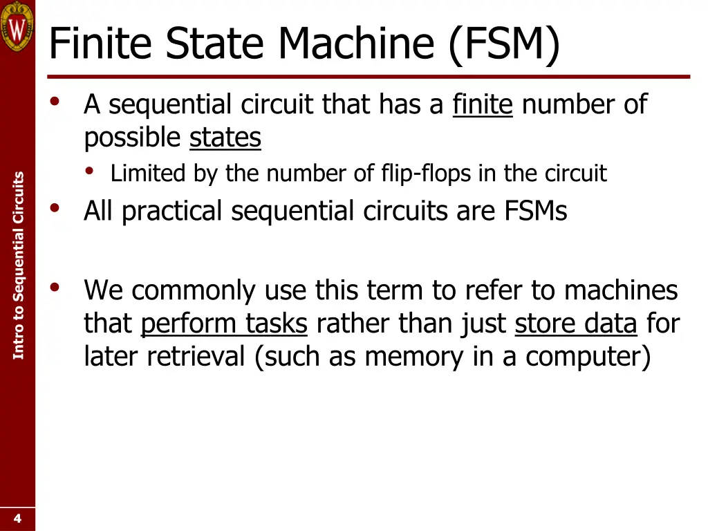 finite state machine fsm a sequential circuit