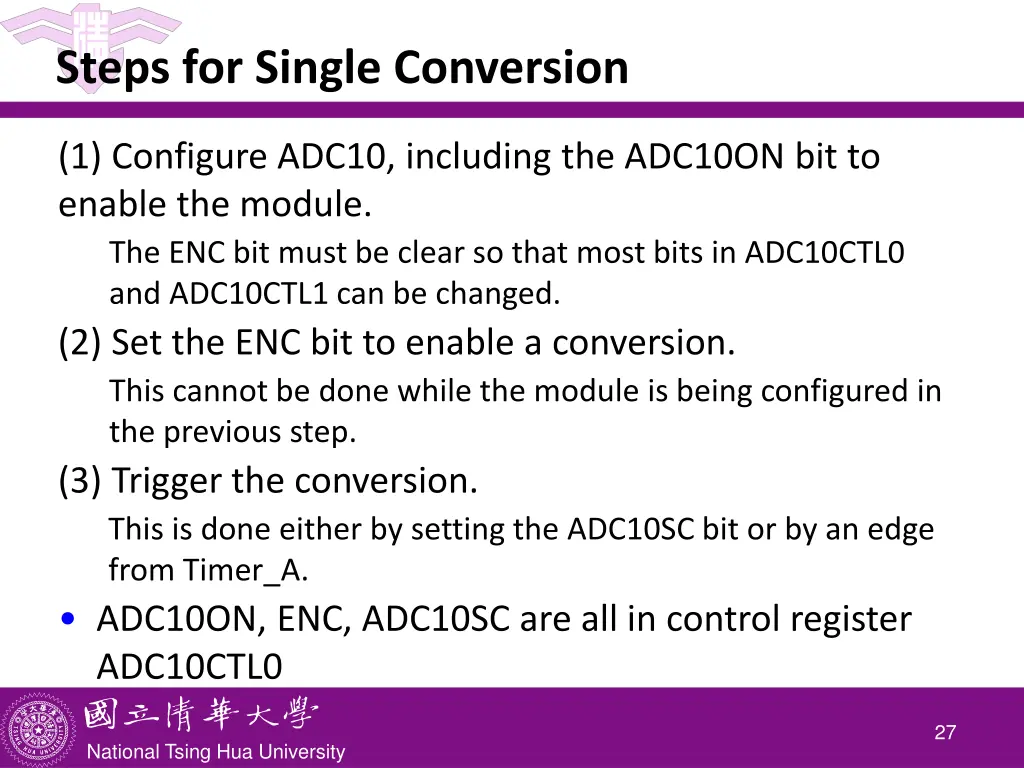steps for single conversion