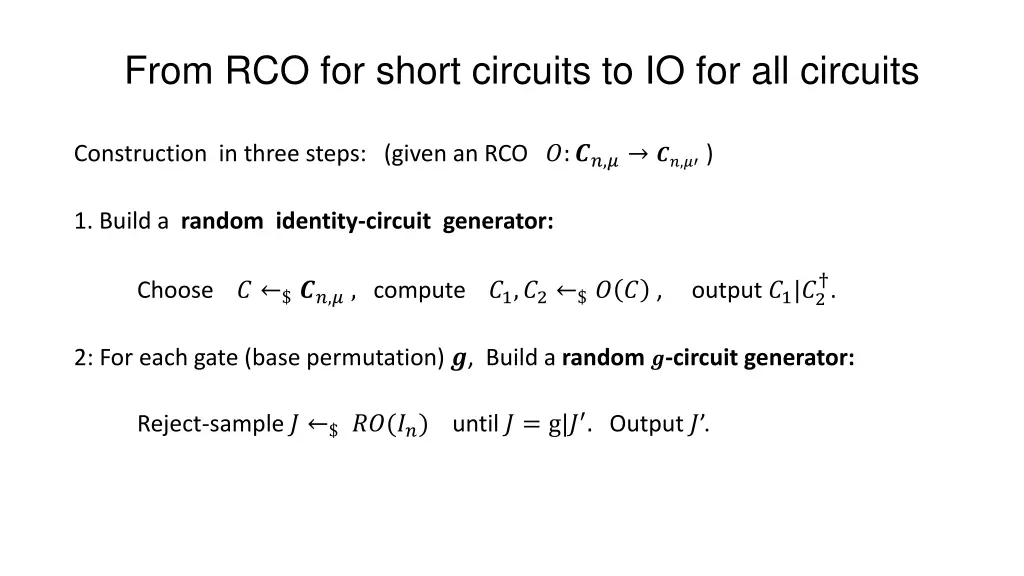 from rco for short circuits to io for all circuits
