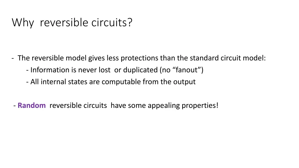 why reversible circuits