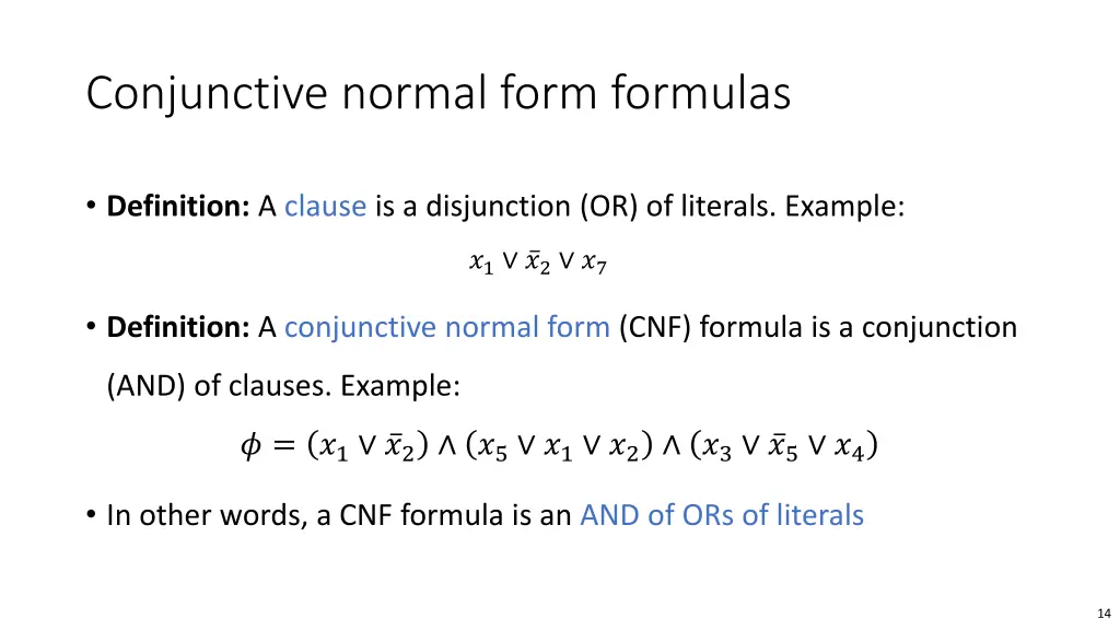 conjunctive normal form formulas