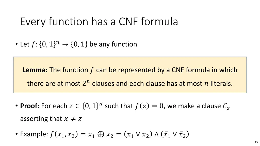every function has a cnf formula