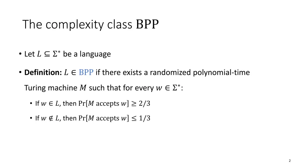the complexity class bpp