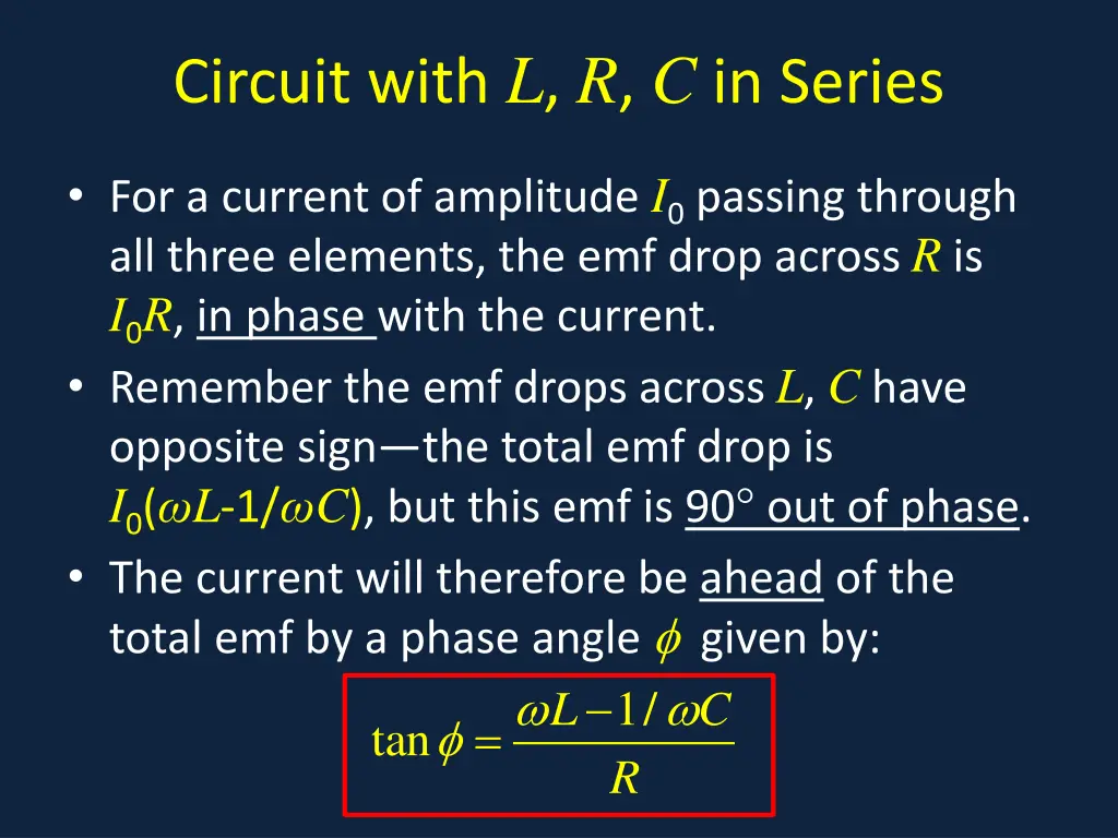 circuit with l r c in series