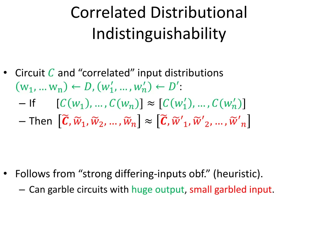 correlated distributional indistinguishability