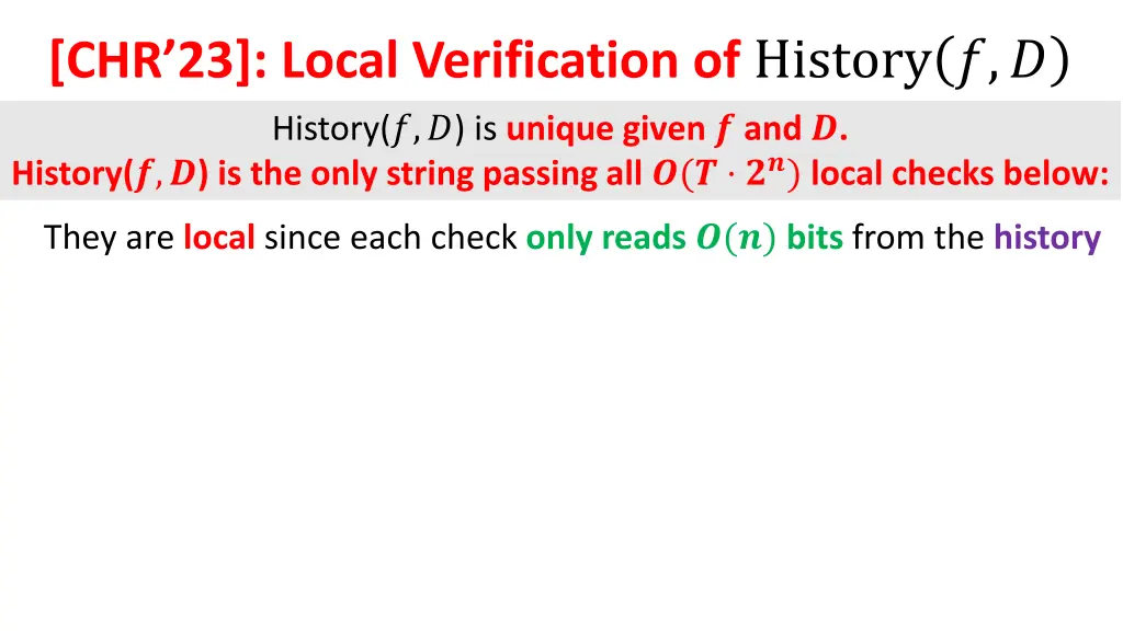 chr 23 local verification of history