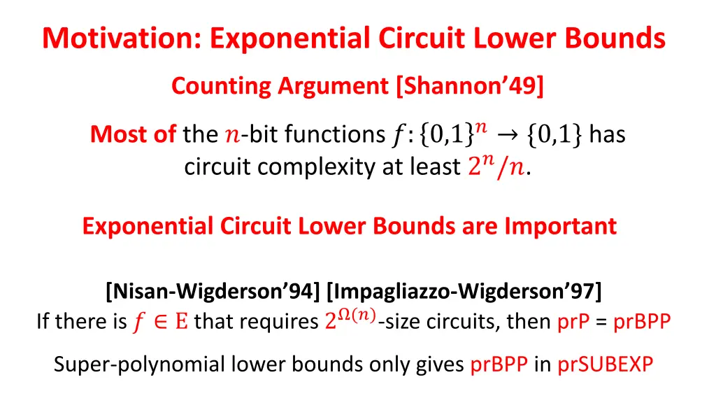 motivation exponential circuit lower bounds 1
