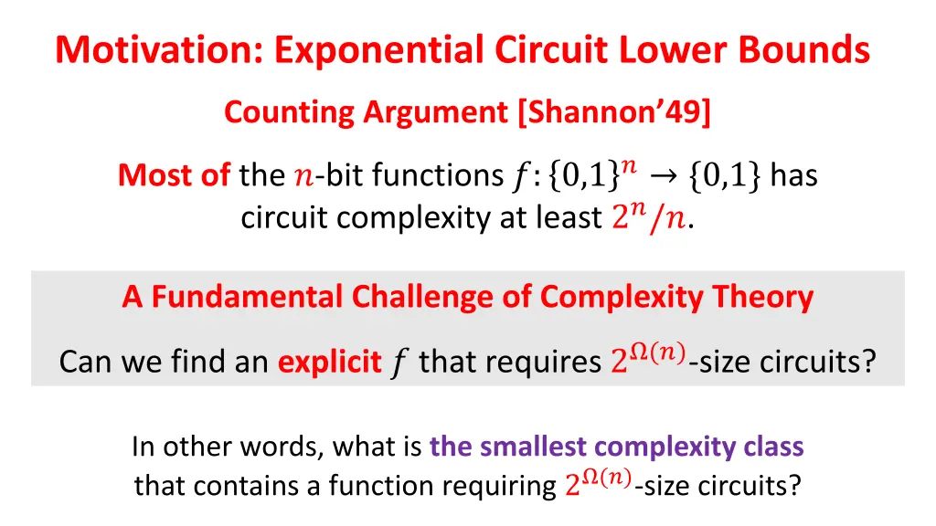 motivation exponential circuit lower bounds