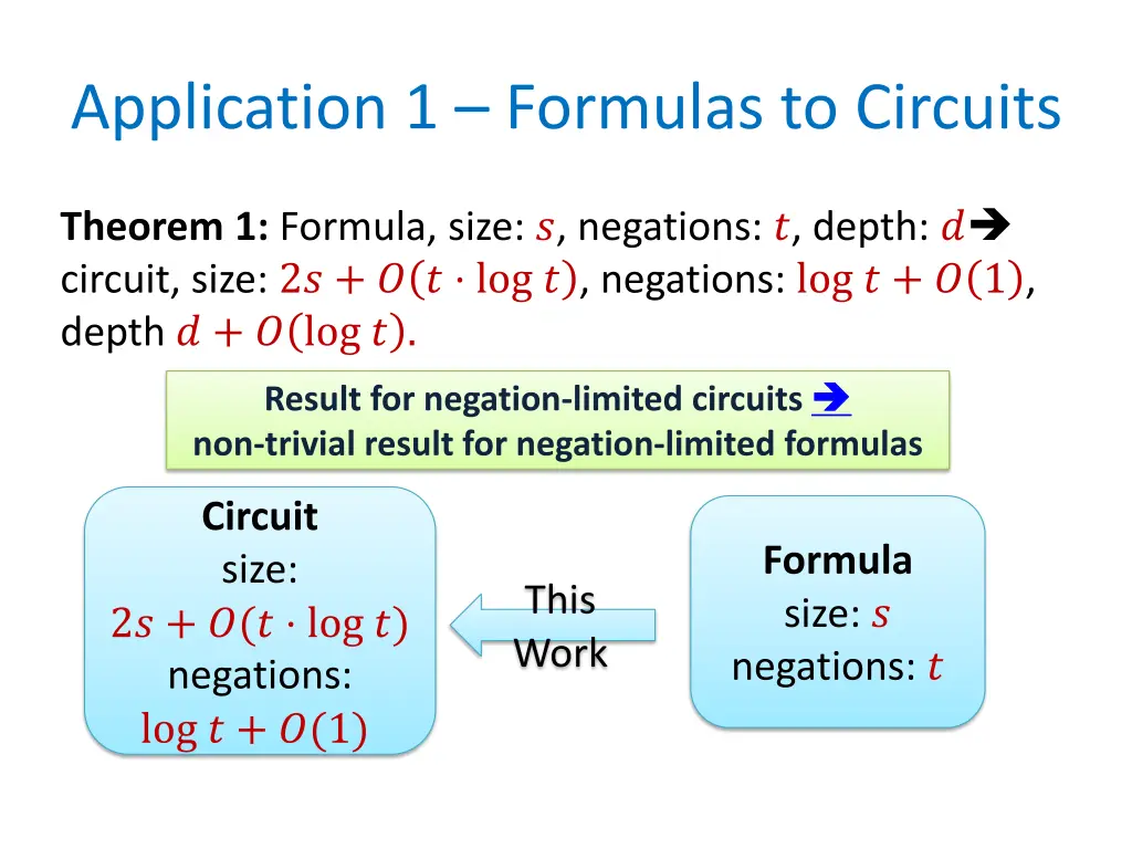 application 1 formulas to circuits 1