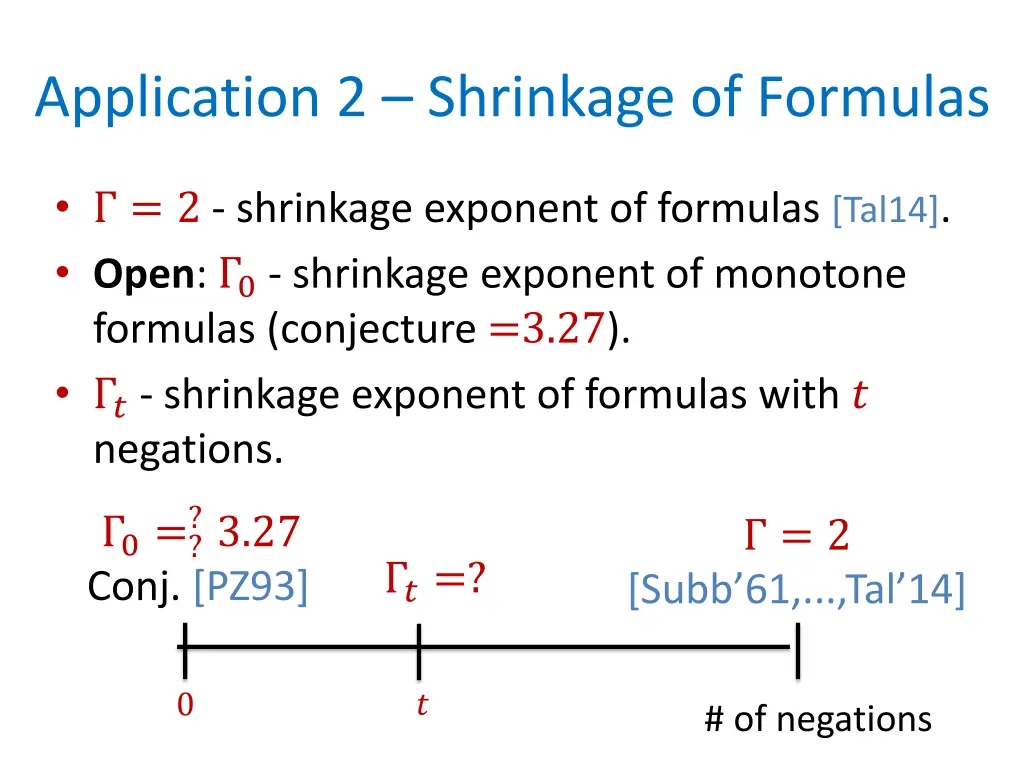 application 2 shrinkage of formulas 1