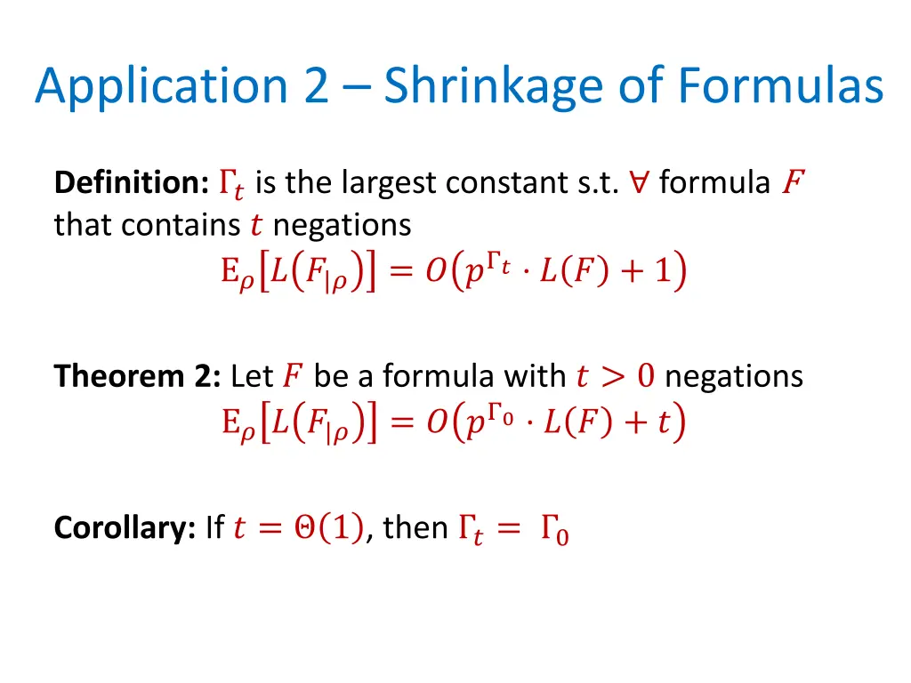 application 2 shrinkage of formulas 2