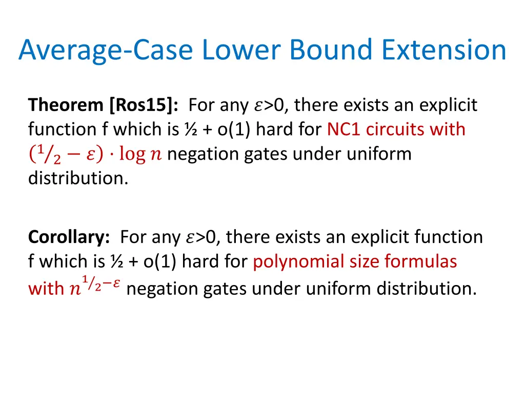 average case lower bound extension