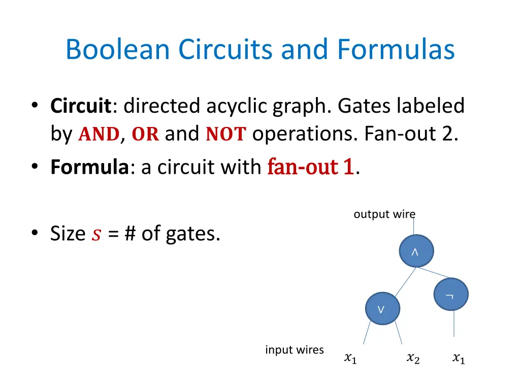 boolean circuits and formulas