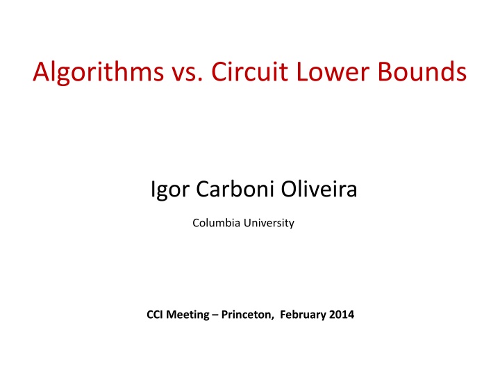 algorithms vs circuit lower bounds
