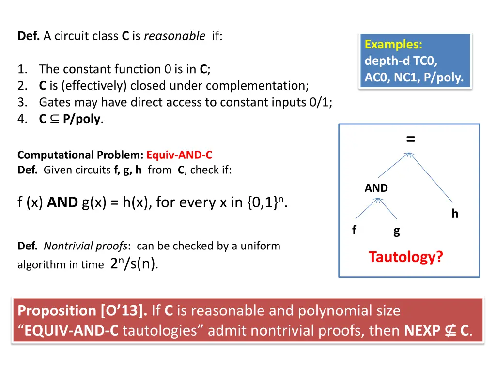def a circuit class c is reasonable if