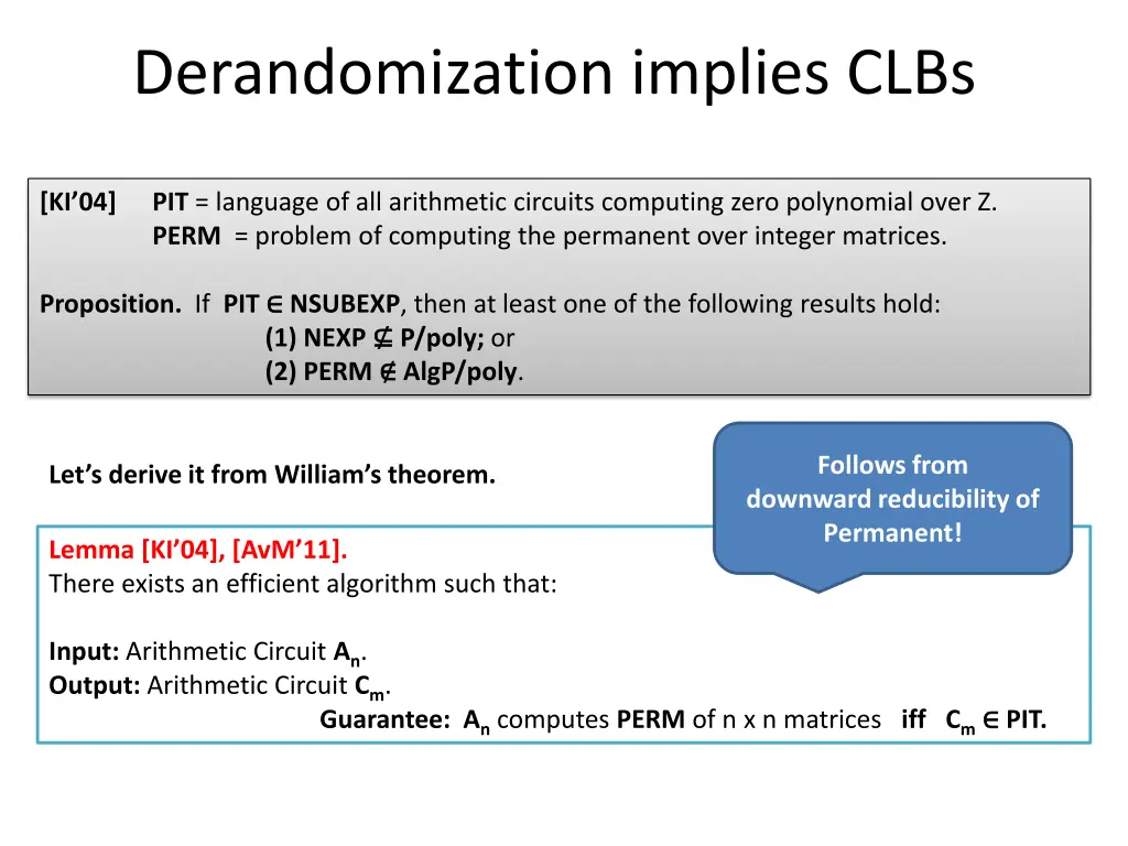 derandomization implies clbs