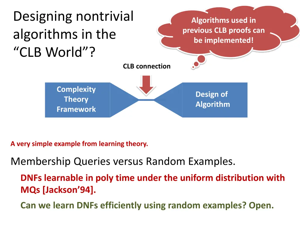 designing nontrivial algorithms in the clb world