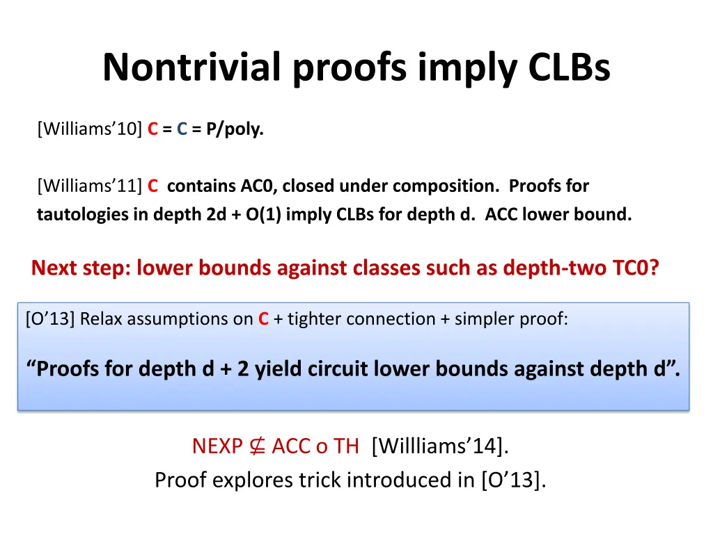 nontrivial proofs imply clbs