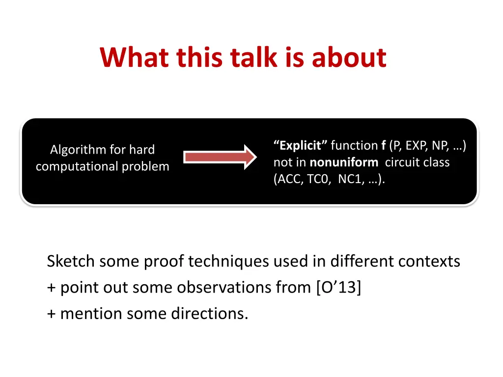 what this talk is about