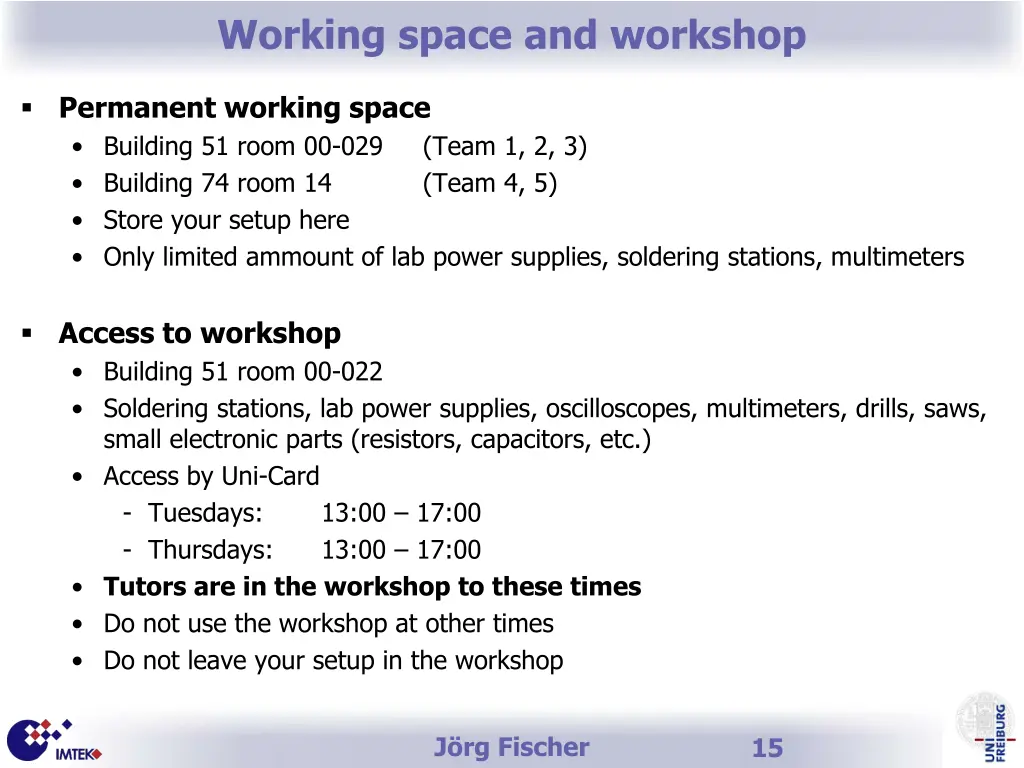 working space and workshop
