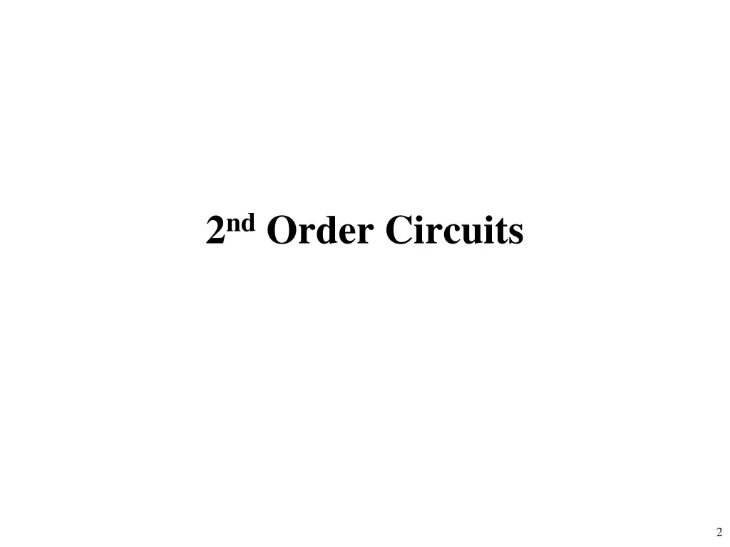 2 nd order circuits