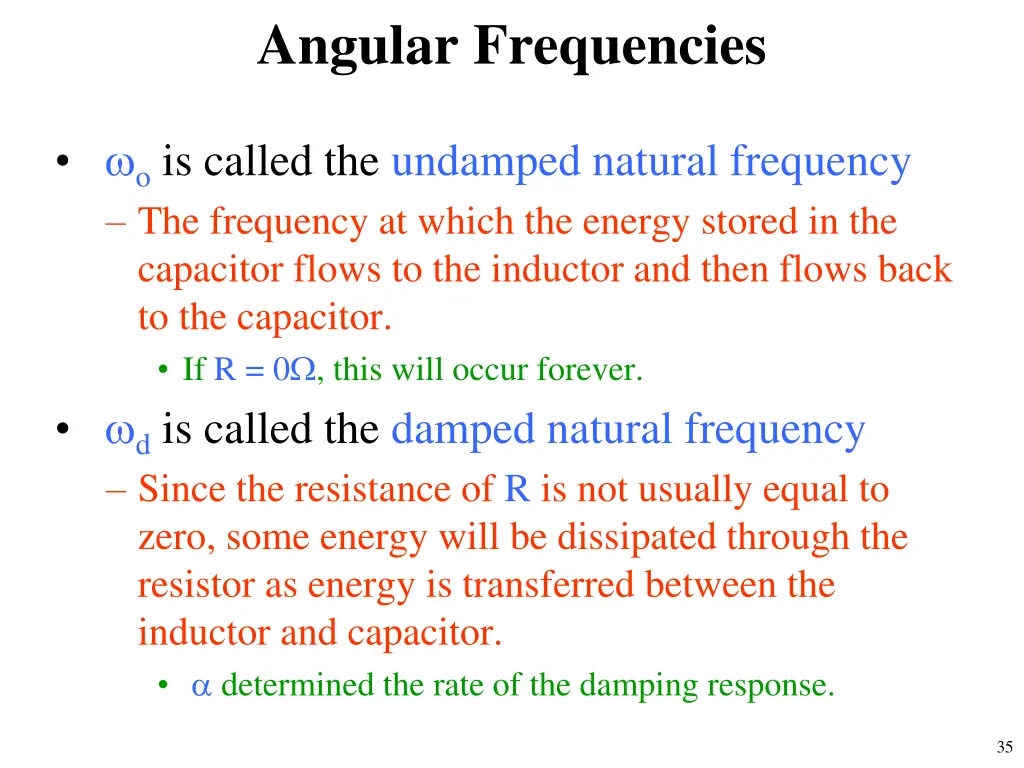 angular frequencies