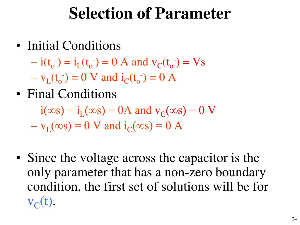 selection of parameter