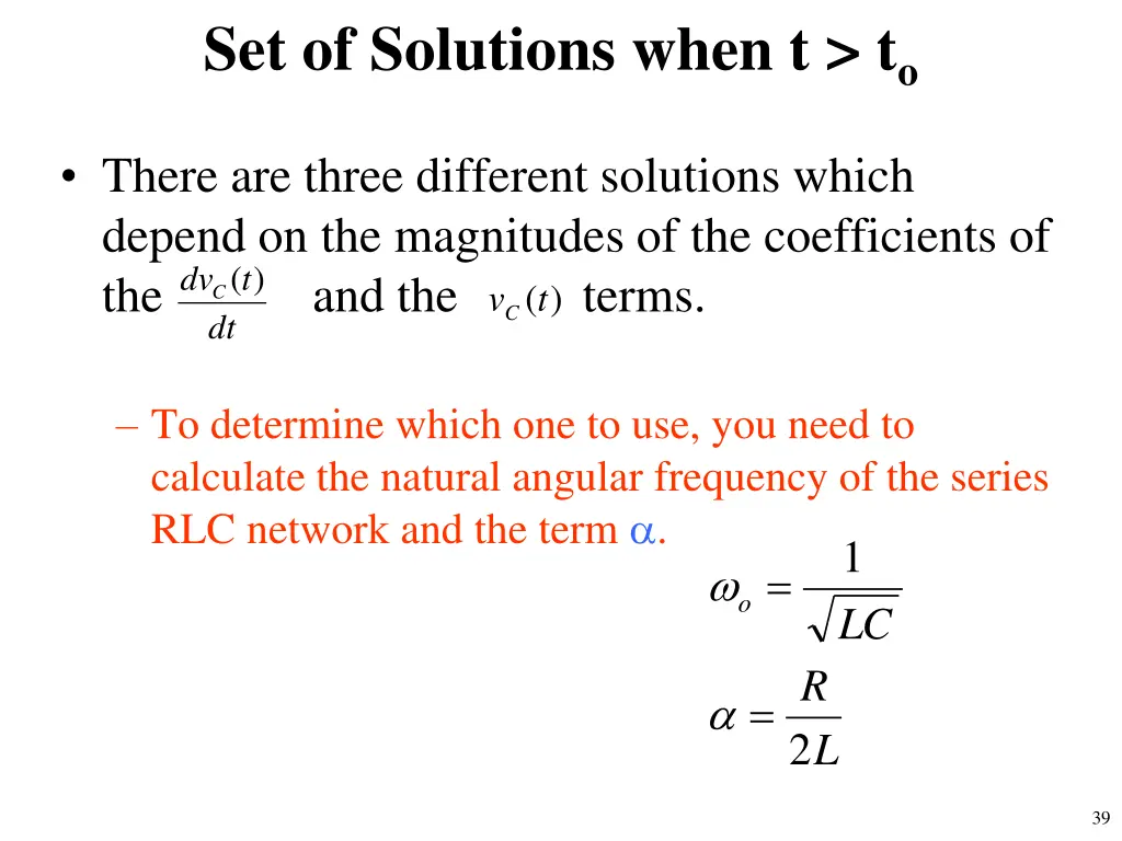 set of solutions when t t o