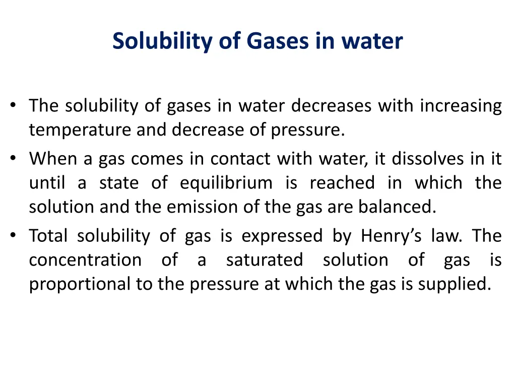solubility of gases in water