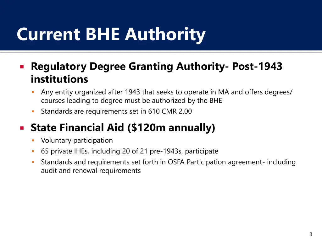 current bhe authority