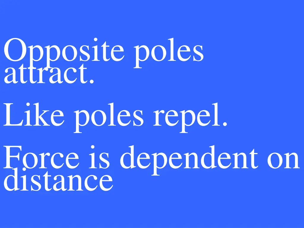 opposite poles attract like poles repel force