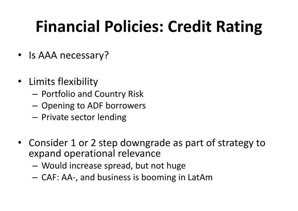 financial policies credit rating
