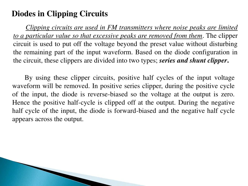 diodes in clipping circuits