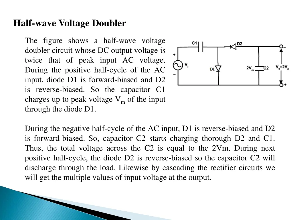 half wave voltage doubler