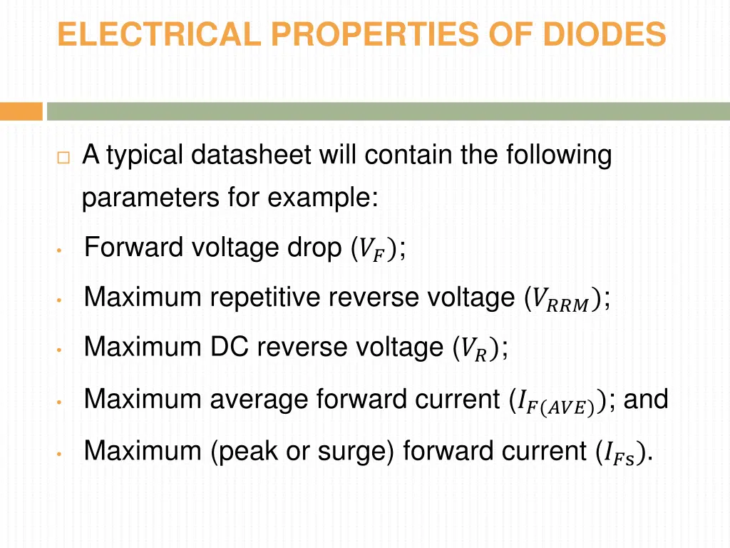 electrical properties of diodes