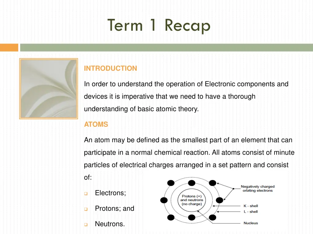 term 1 recap