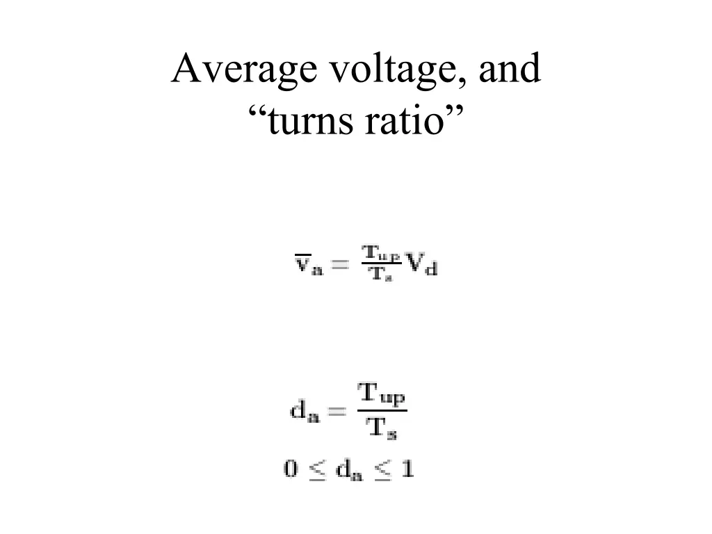 average voltage and turns ratio