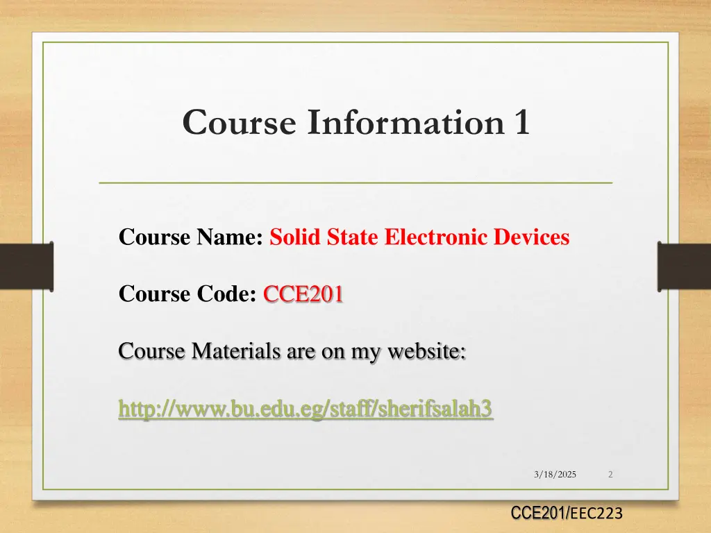 course information 1