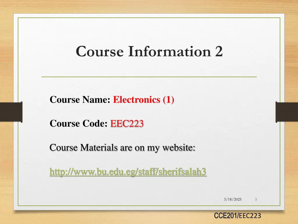 course information 2