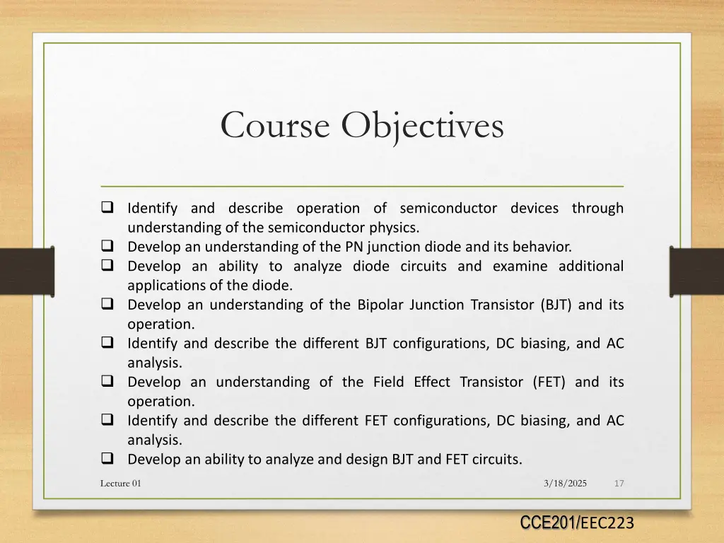 course objectives