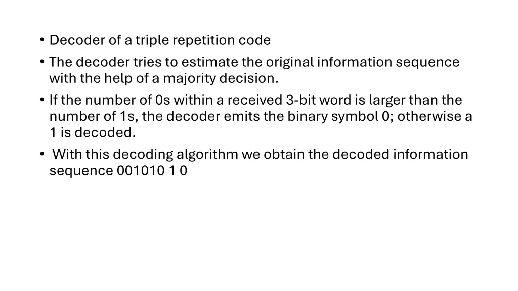 decoder of a triple repetition code the decoder