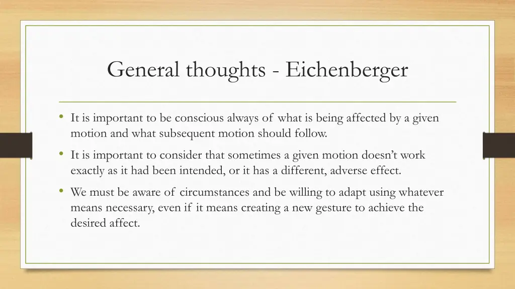 general thoughts eichenberger
