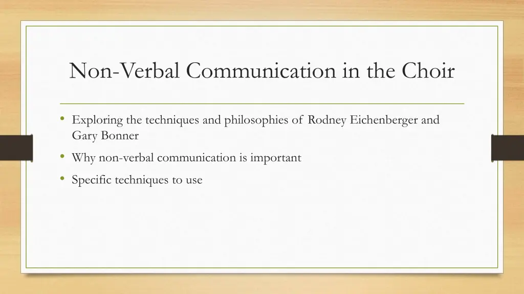 non verbal communication in the choir