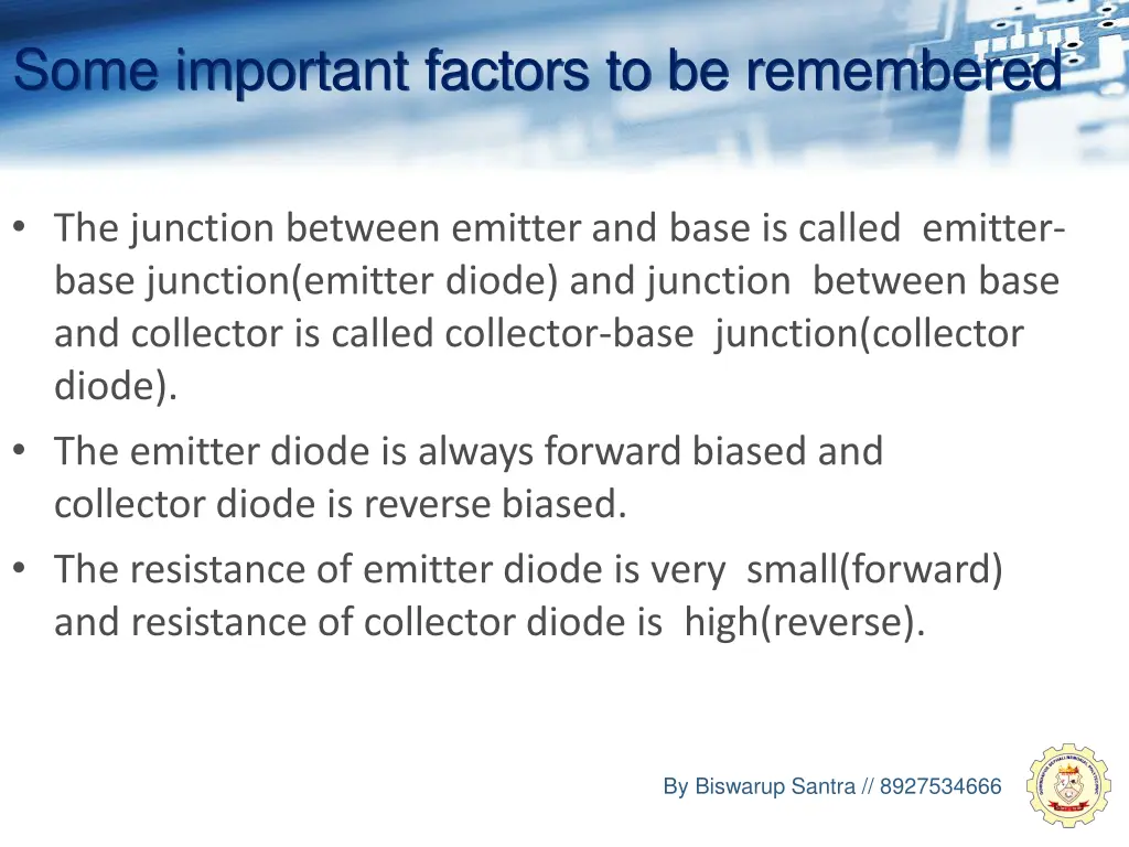 some important factors to be remembered 1