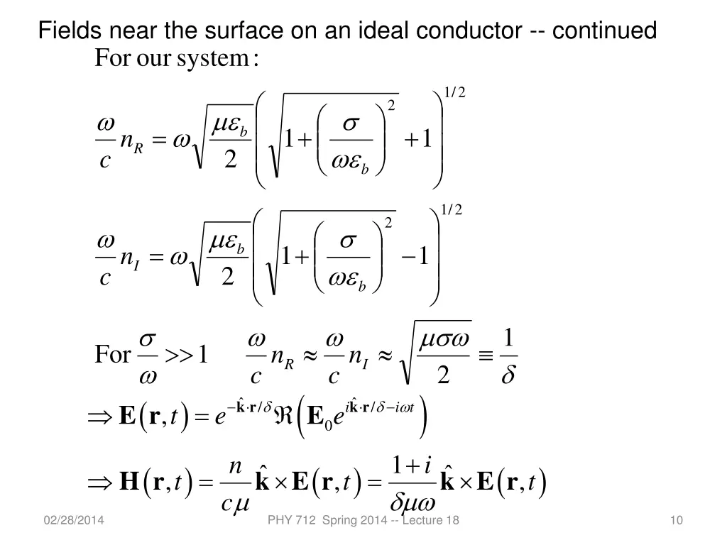 fields near the surface on an ideal conductor 1