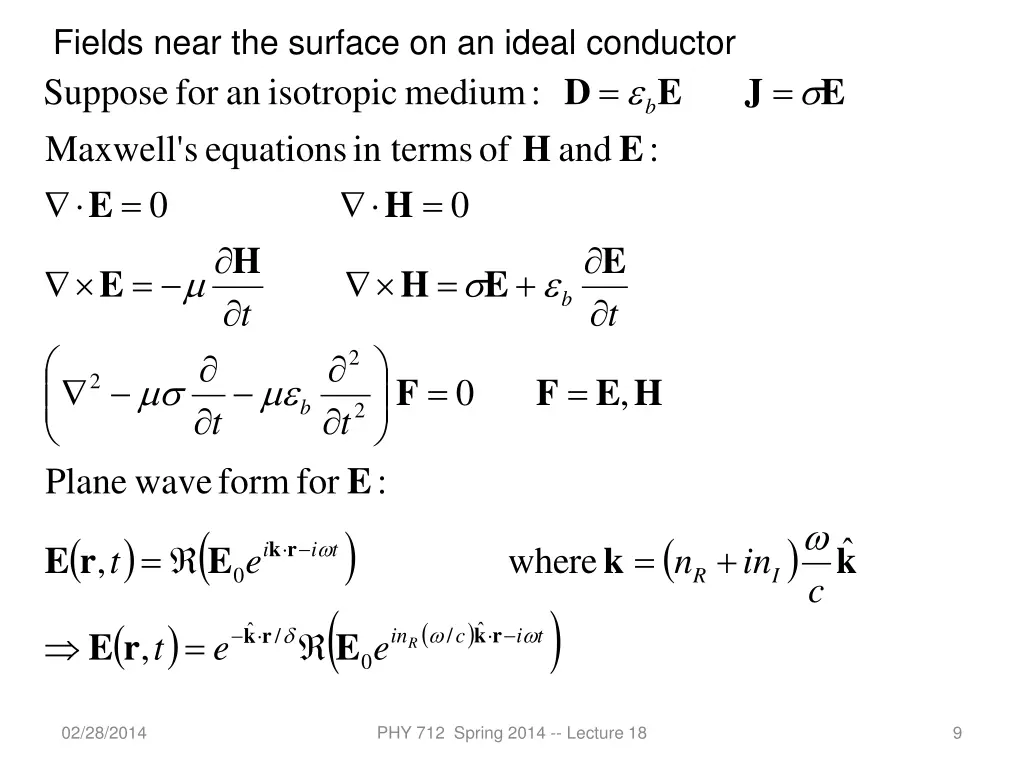fields near the surface on an ideal conductor