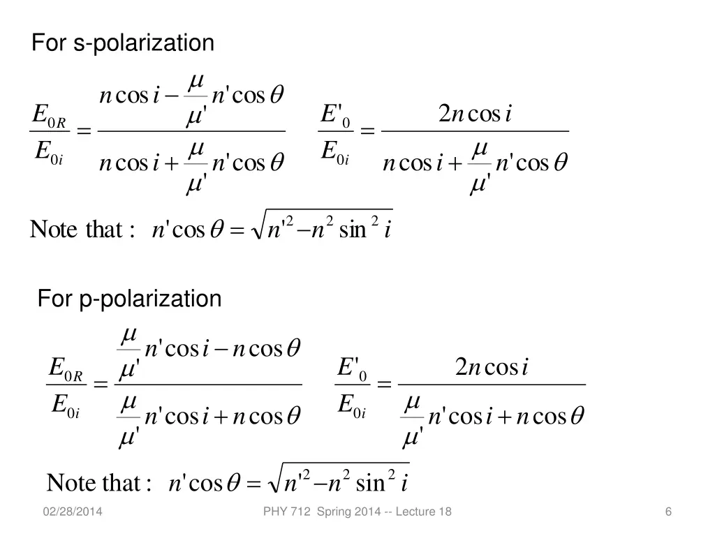 for s polarization