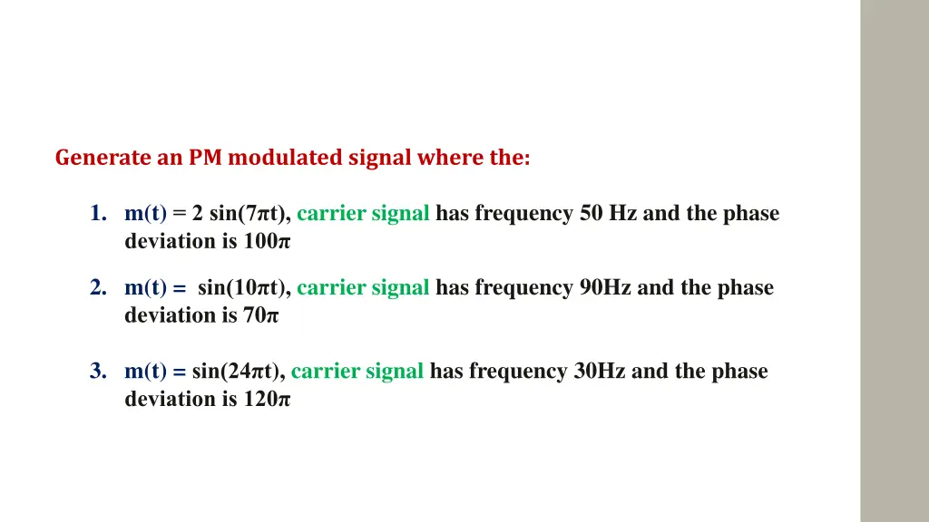 generate an pm modulated signal where